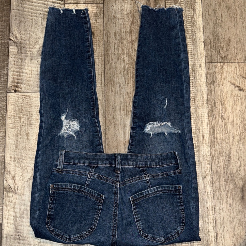 Celebrity Pink Dark Blue Distressed Skinny Jeans-size 5/27